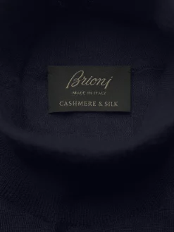 Best Brioni Essential cashmere and silk turtleneck sweater Midnight Blue