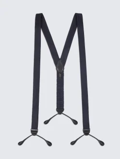 Outlet Brioni Essential silk tuxedo suspenders Midnight Blue