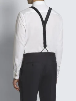 Outlet Brioni Essential silk tuxedo suspenders Midnight Blue