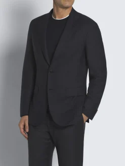 Discount Brioni Essential wool and silk Plume jacket Midnight Blue