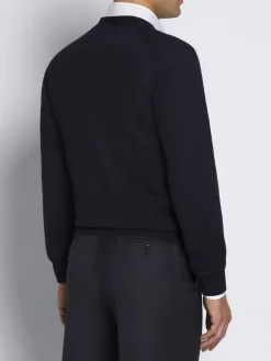 Best Brioni Essential wool, cashmere and silk cardigan Midnight Blue