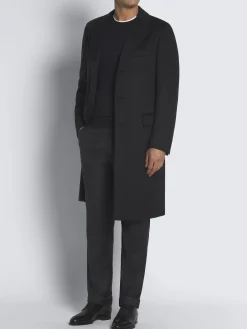 New Brioni Essential cashmere Brunico overcoat Navy blue