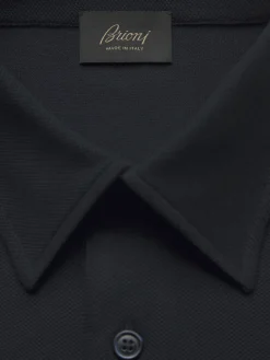 Sale Brioni Essential organic cotton piqué polo Navy blue