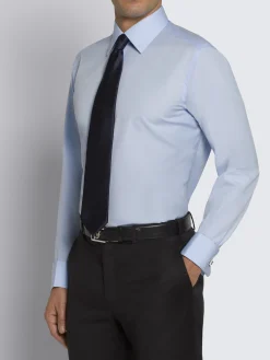 Outlet Brioni Essential sky blue cotton French cuff formal shirt