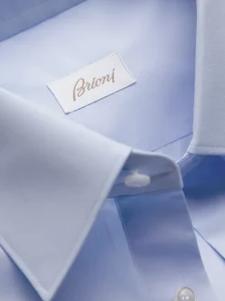 Fashion Brioni Essential cotton formal shirt Sky Blue