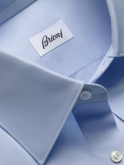 Hot Brioni Essential cotton formal shirt Sky Blue