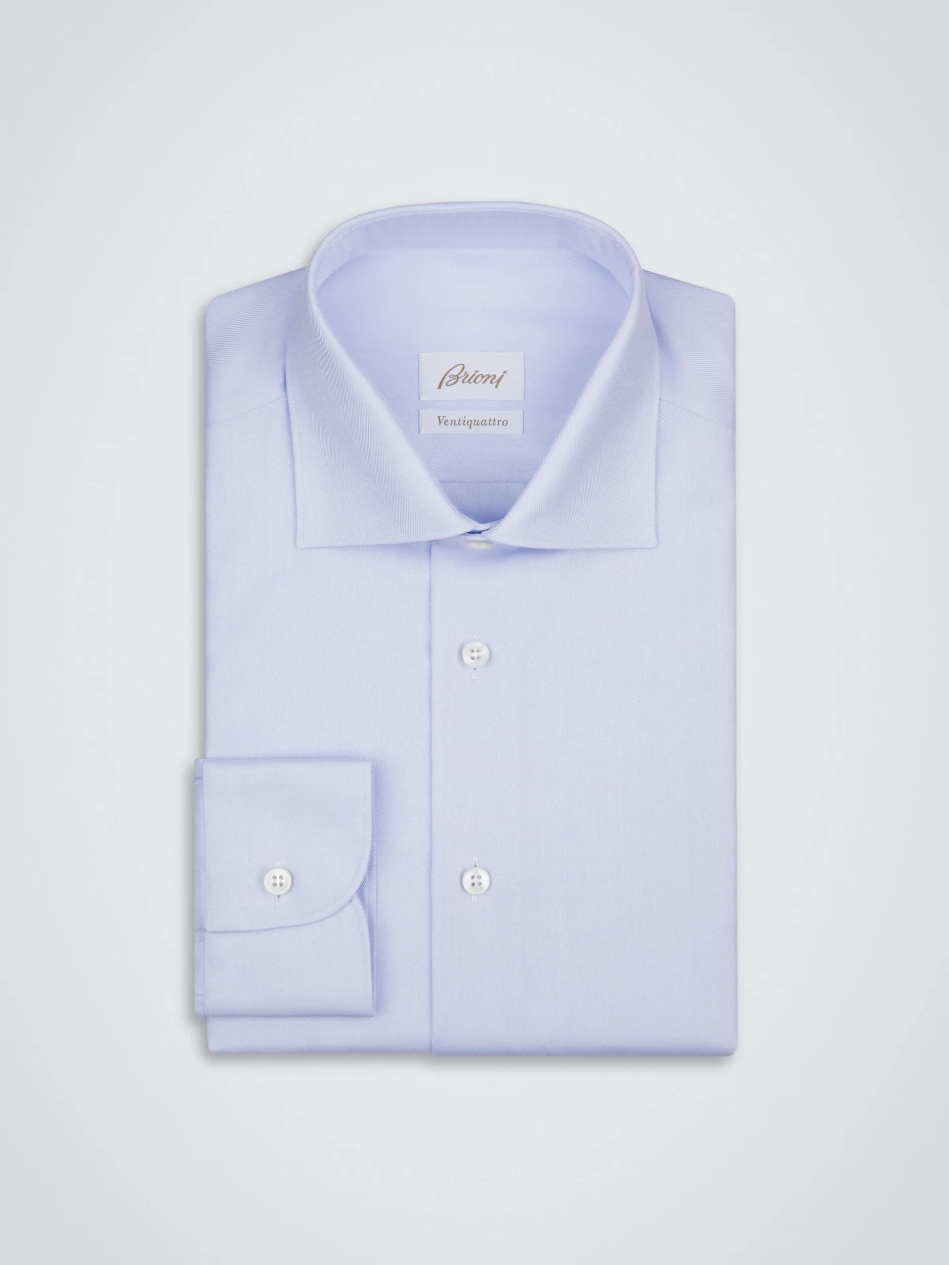Outlet Brioni Essential Ventiquattro cotton formal shirt Sky Blue