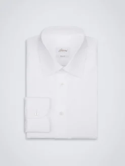 Best Brioni Essential Giza 45 cotton twill formal shirt White