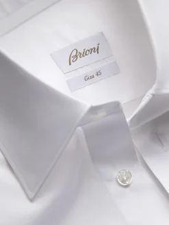Best Brioni Essential Giza 45 cotton twill formal shirt White