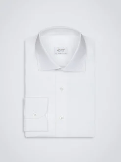 Sale Brioni Essential Sea Island cotton formal shirt White