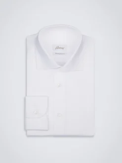 Discount Brioni Essential Ventiquattro cotton formal shirt White
