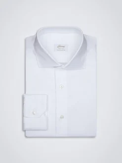 Fashion Brioni Essential Ventiquattro cotton formal shirt White