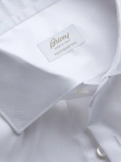 Fashion Brioni Essential Ventiquattro cotton formal shirt White