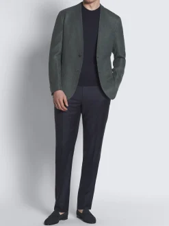 New Brioni linen, wool and silk Jardigan Green