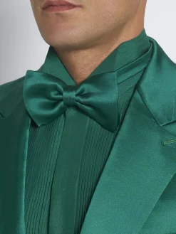 Fashion Brioni silk and wool bow tie Green