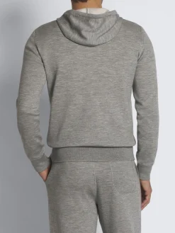 Discount Brioni and ivory white cashmere, silk and cotton reversible hooded blouson Grey