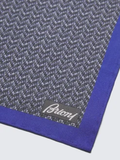 Discount Brioni and royal blue silk pocket square Grey