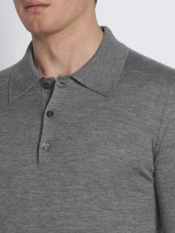 Online Brioni cashmere and silk long-sleeved polo Grey