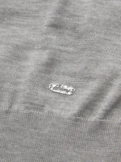Fashion Brioni cashmere and silk polo sweater Grey