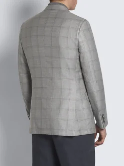 Best Brioni checked wool, silk, cashmere and linen Ravello jacket Grey