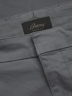 Outlet Brioni organic stretch cotton Pienza trousers Grey