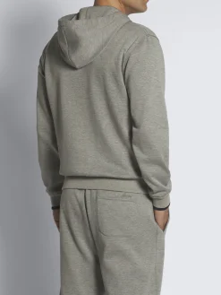 Fashion Brioni stretch cotton hoodie Grey