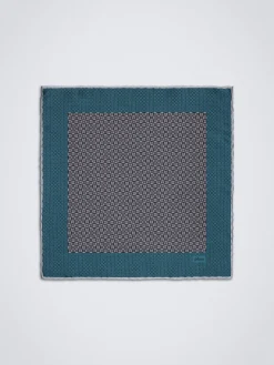 Best Brioni Ice and teal green micro motif silk pocket square Grey