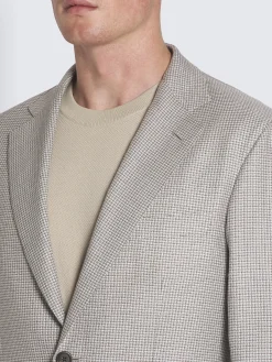 Sale Brioni Ice grey micro motif wool, silk and linen Plume jacket