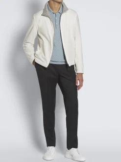 New Brioni and grey stretch silk and cotton jersey reversible blouson Ivory white