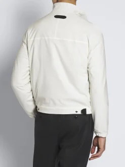 New Brioni and grey stretch silk and cotton jersey reversible blouson Ivory white