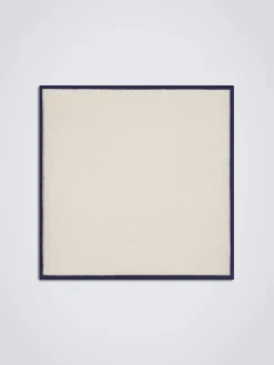 Sale Brioni and royal blue knitted cashmere and silk pocket square Ivory white