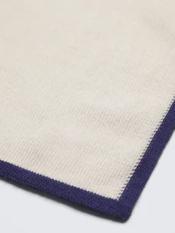 Sale Brioni and royal blue knitted cashmere and silk pocket square Ivory white