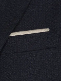 Sale Brioni and royal blue knitted cashmere and silk pocket square Ivory white