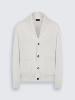 Discount Brioni Ivory white cashmere and wool shawl collar cardigan