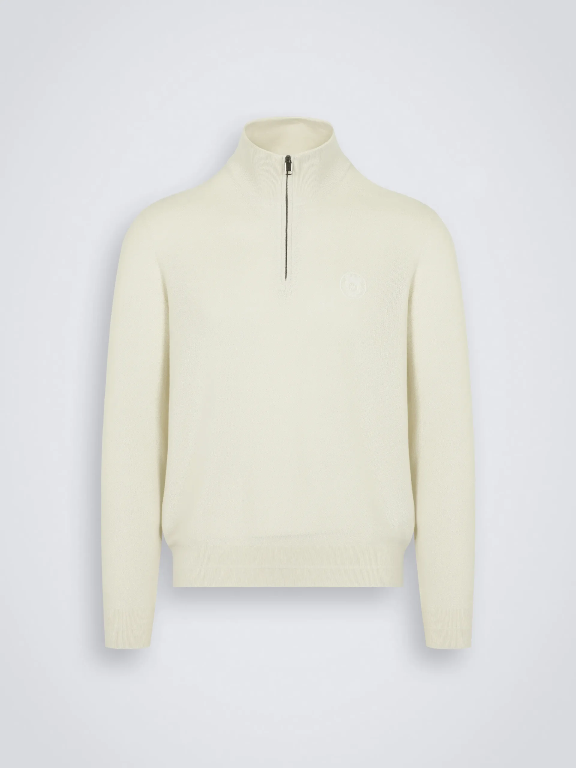 Hot Brioni Ivory white cashmere and silk half-zip mockneck sweater
