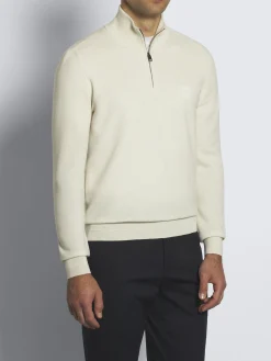 Hot Brioni Ivory white cashmere and silk half-zip mockneck sweater
