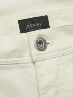 Outlet Brioni cotton corduroy Meribel trousers Ivory white