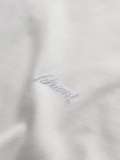 Outlet Brioni cotton zip polo Ivory white