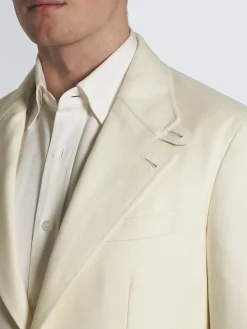 Sale Brioni herringbone wool, silk and linen Brera jacket Ivory white