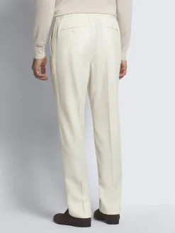Outlet Brioni responsible wool cavalry twill Melbourne trousers Ivory white