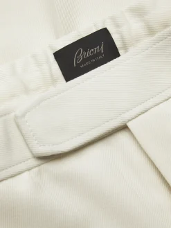 Outlet Brioni responsible wool cavalry twill Melbourne trousers Ivory white