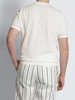 Hot Brioni Ivory white Sea Island cotton piqué T-shirt