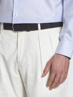 Hot Brioni Ivory white Sea Island cotton and wool Elba trousers