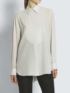 Discount Brioni Ivory white silk French cuff evening shirt with plastron