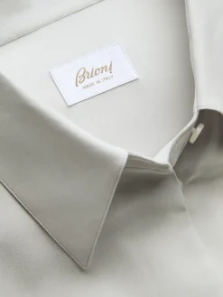 Discount Brioni Ivory white silk French cuff evening shirt with plastron