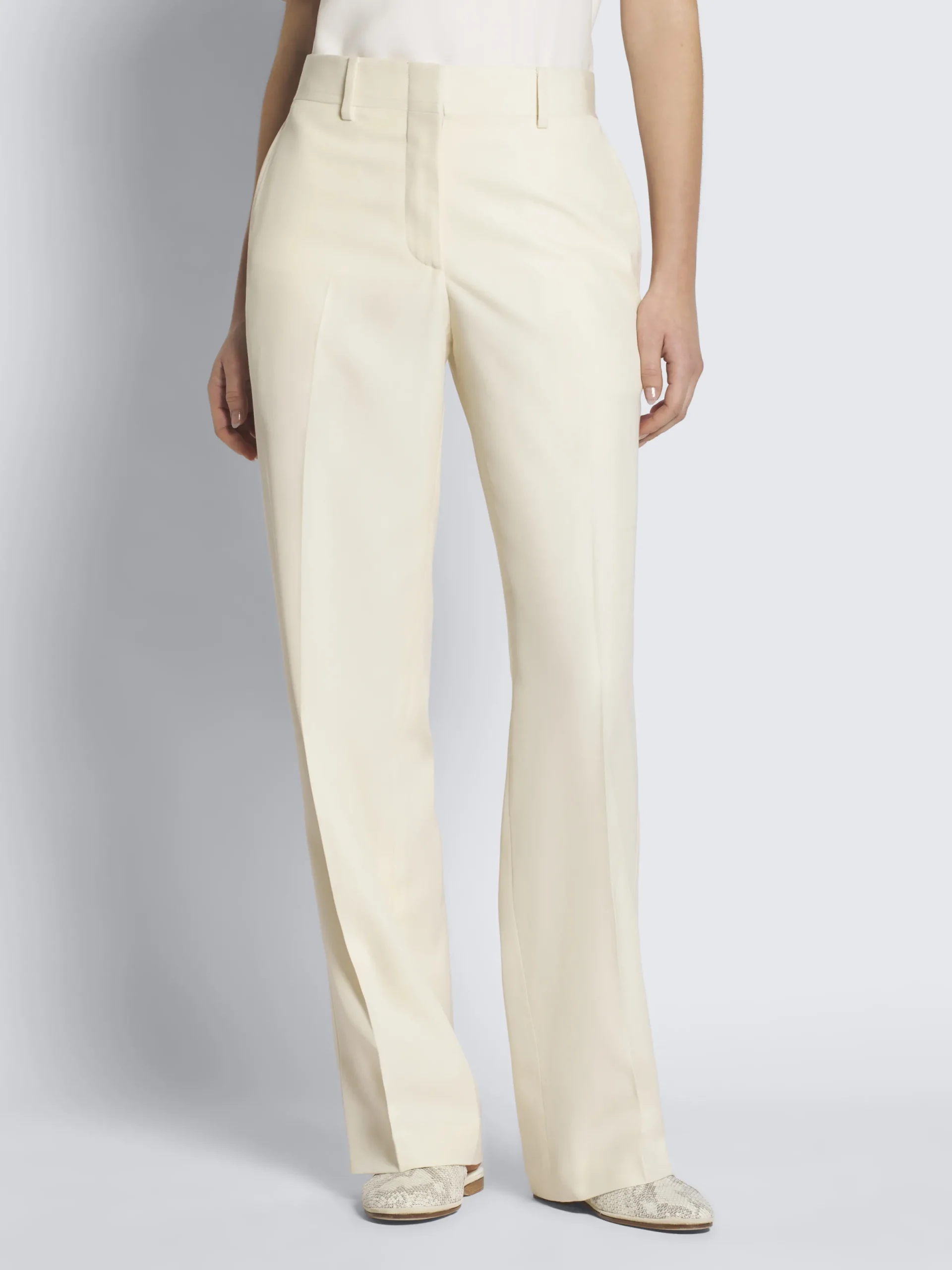 Sale Brioni Ivory white silk gabardine Palinuro trousers