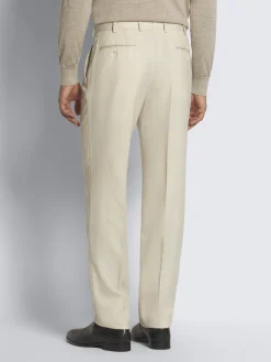 Hot Brioni Super 160's wool gabardine Tigullio trousers Ivory white