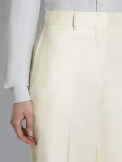 Sale Brioni wool, silk and linen herringbone Palinuro trousers Ivory white