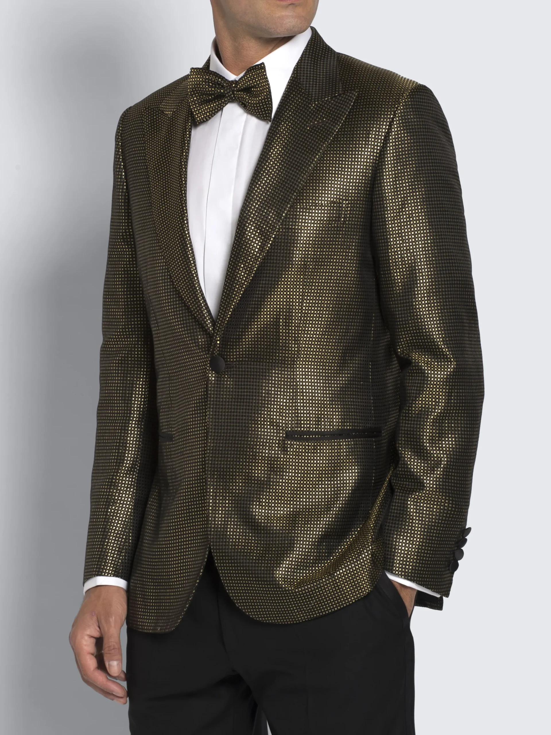 Best Brioni 24K and silk jacquard Virgilio tuxedo jacket Gold