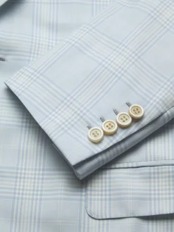 Best Brioni and ivory white checked Super 160's wool Ravello jacket Light blue